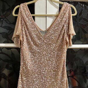 Vintage Adrianna Papell Sequin Silk Evening Sparkle New Years Top Size Large M L